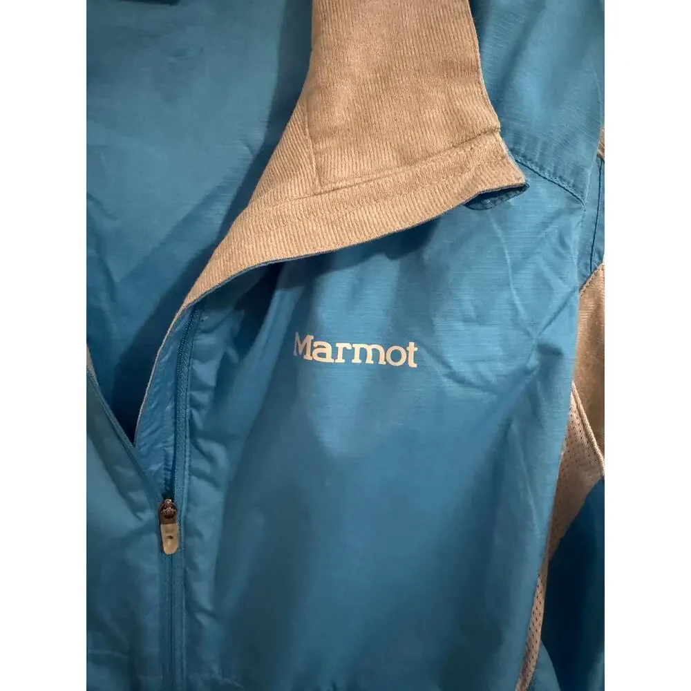 Marmot Womens DriClime Lightweight Blue Running Hiking Full Zip Vest Pockets M